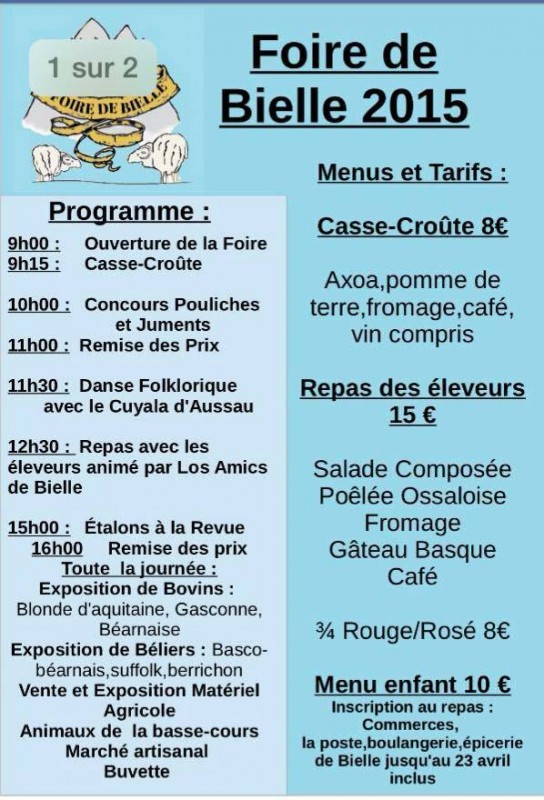 2015-programme-foire-bielle-01-programme et menu du repas